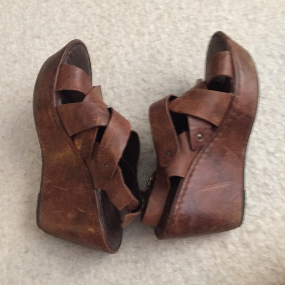 🌻 BORN Brown Leather Wedges - Picture 3 of 6